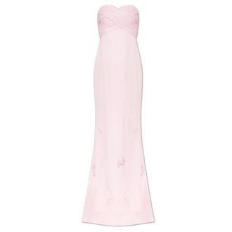 Self Portrait Gowns, female, Pink, Size: M Floral-appliqu&eacute; Strapless Maxi Dress