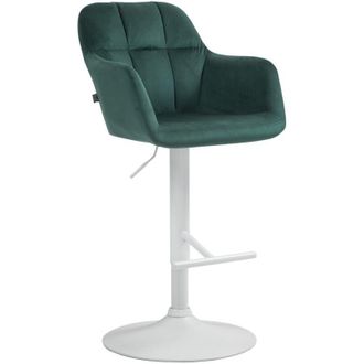 Clp Clp - Taburete De Bar Natoma En Terciopelo Verde Metal Blanco Mate