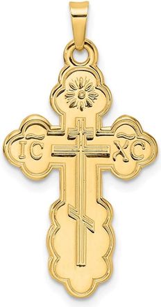 Diamond2Deal 14k Yellow Gold Polished Eastern Orthodox Solid Cross Pendant
