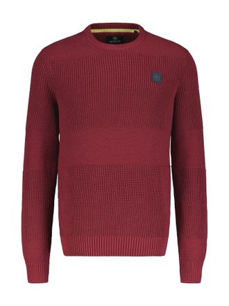 Lerros Strickpullover LERROS, Herren, Gr. XXL, rot (deep garnet rot), Strick, Obermaterial: 100% Baumwolle, unifarben, bequem h&uuml;ftbedeckend, Rundhals, Strick