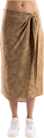 Marella Geborduurde Midi-wikkelrok - Dames - Midirokken - Beige - M - Rokken