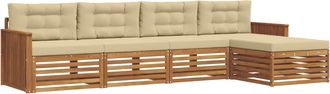 vidaXL Conjunto De Sof&aacute;s De Exterior 5 Uds. Natural Y Beige Vidaxl