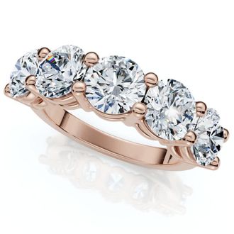 Pompeii3 1 - 6.50Ct Diamond Wedding Ring Five Stone Anniversary Band 14k Gold Lab Grown