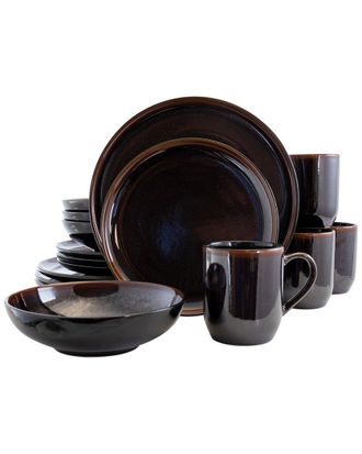 Elama Midnight Beach 16pc Dinnerware Set