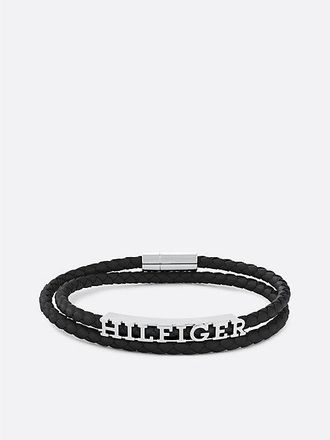 Tommy Hilfiger Black Woven Leather Bracelet