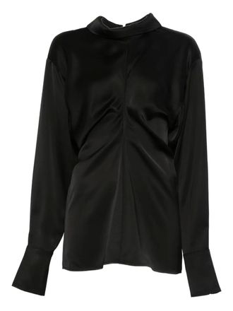 Toteme Slouch zip-front draped blouse - women - Viscose - 36 - Black