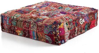 Oresteluchetta Coj&iacute;n patchwork de algod&oacute;n rojo 50x50x12 cm