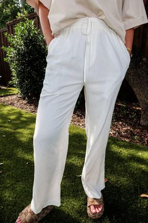 Crescent Lyra Linen Pants In White
