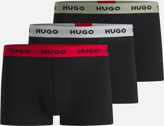 HUGO BOSS Mens HUGO 3-Pack Cotton Stretch Boxer Trunks, Black/Multi - Size: 32/33/32