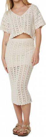 Roxy Sea Swirl Crechet Skirt In Parchment Solid