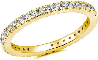 Crislu Pav&eacute; Round Cubic Zirconia Eternity Band Ring in 18Kyg/Clear Stone at Nordstrom, Size 6