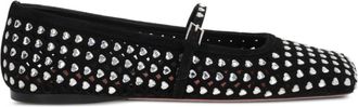 Amina Muaddi Anne embellished ballerina shoes - women - Lambskin/Leather/Goat Skin/Rubber - 39.5 - Black