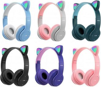Trade Shop Trade Shop - Cuffie Bluetooth Wireless Gaming Auricolare Led Orecchie Gatto Smartphone Q-em51