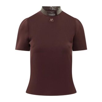 Courr&egrave;ges Dames, Tops, Bruin, Maat: XS Vinyl