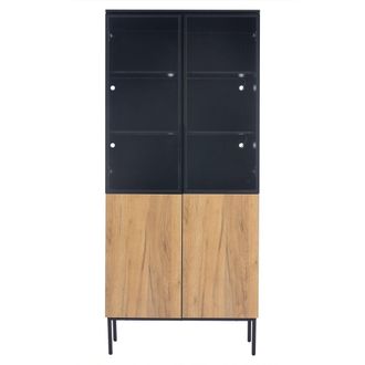 Urban Meuble Vitrina alta efecto madera y color negro con iluminaci&oacute;n led