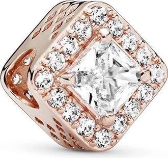 Pandora Vierkante sprankelende halo bedel - Dames - Sieraden - Roze - ONE Size - Accessoires