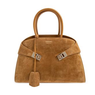 Ferragamo Hug Suede Bag - Dames - Handtassen - Bruin - ONE Size - Leer - Tassen