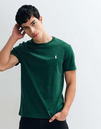 Polo Ralph Lauren T-shirt slim custom fit verde con logo a icona