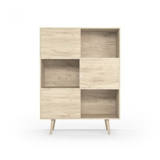 HERDASA Librer&iacute;a, Aparador De La Colecci&oacute;n Nordic (881), En Melamina Con Pies De Madera De Haya. Roble