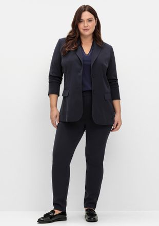 Sheego Webhose SHEEGO, Damen, Gr. 40, Normalgr&ouml;ssen, blau (tiefblau), 100% Polyester, unifarben, Hosen Webhose