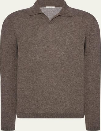 The Row Mens Ripley Cashmere Long-Sleeve Polo Sweater