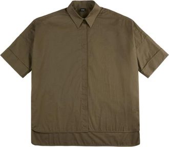 Fay Shirts, female, Green, Size: XS Point Collar Short Sleeve Shirt