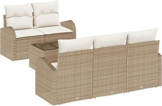 vidaXL Garden Sofa Set 6 pcs Beige 55 x 55 x 37 cm Poly rattan Vidaxl