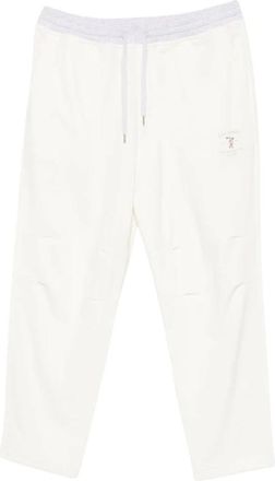 Brunello Cucinelli Track Pants met Borduurwerk - Heren - Broeken - Wit - Maat: S Jersey