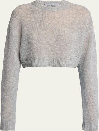 Balenciaga Cashmere Open-Knit Crop Sweater