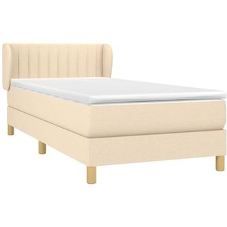 vidaXL Cama Box Spring Con Colch&oacute;n Tela Color Crema 90x200 Cm Vidaxl