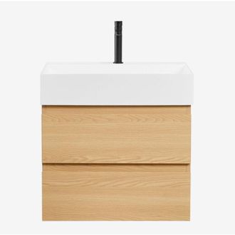 Sklum Sklum - Conjunto De Mueble De Ba&ntilde;o En Madera Y Chapa De Fresno Con Lavabo Integrado Ona