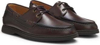 BOSS Leather boat shoes with embossed logo