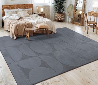 Paco Home Paco Home - Alfombra Salon De Habitacion Pelo Corto Motivo Nordica Boho Dibujo Geometrico 160x220 Cm, Antracita 6