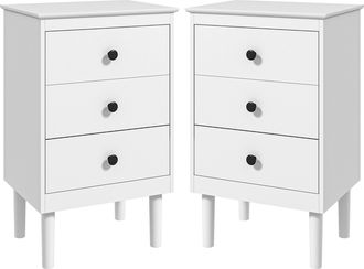 HOMCOM Bedside Table Set Of 2 - Bedside Cabinet W/ 3 Drawers - Modern Side Table - | TJ Hughes