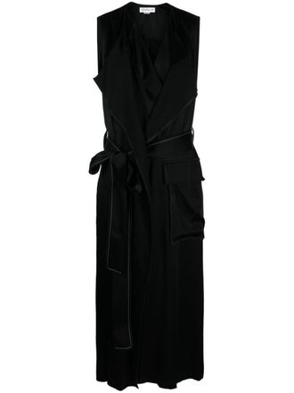 Victoria Beckham belted sleeveless midi dress - women - Acetate/Polyester/Viscose - 4 - Black