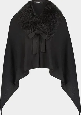 Gorski Wool-Blend Poncho with Select Mongolian Lamb Collar