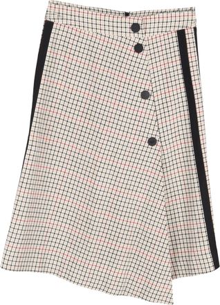 Maje Plaid Asymmetric Midi Skirt in Beige Cotton Tweed