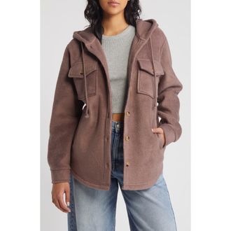 Thread & Supply Hooded Fleece Shacket in Plum at Nordstrom Rack, Size X-Small
