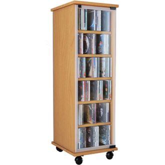 ebuy24 Ebuy24 - Vcm Cd Shelf Wood Gabinete De Cd Con Puertas De Vidrio De Seguridad Esg Para 204 Cd O 72 Dvds Dimensiones: Al. 98 X An. 31 X T. 35 Cm Estante