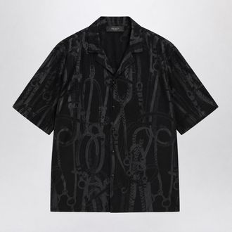 Gucci Camicia bowling nera in seta stampata
