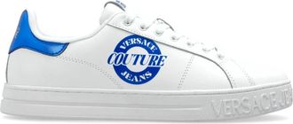 Versace Jeans Couture Sportschoenen met Gedrukt Logo - Heren - Sneakers - Wit - 43 EU - Leer - Schoenen