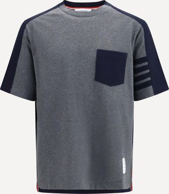 Thom Browne Colorblock T-shirt with 4-bar detail Male 1