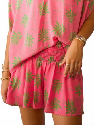 Adrienne Smocked Wide Waist Swing Short In Summer Palms