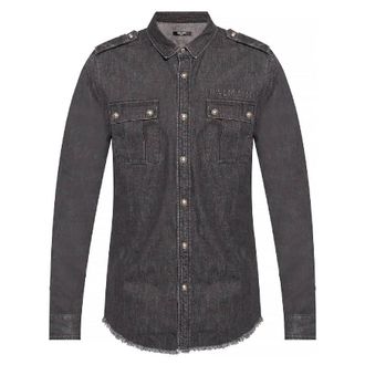 Balmain Long Sleeve Denim Shirt, Brand Size 40 (Neck Size 15.75 )