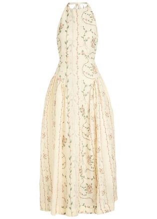 Agua Bendita Balsa Floral-embroidered Linen Maxi Dress - Multicoloured - XS (UK6)