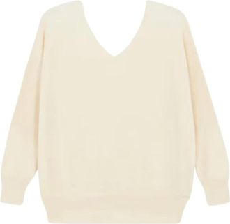 BA&SH Elsy Trui - Dames - V-hals truien - Beige - M - Katoen - Truien & Vesten