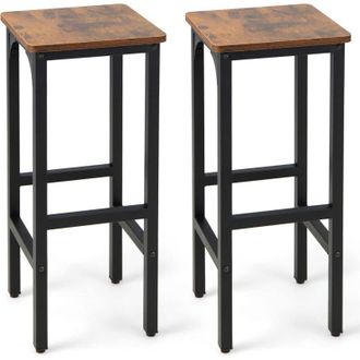 Costway Set di 2 Sgabelli da Bar, Sgabello Cucina con Poggiapiedi, H71,5 cm, Gambe Regolabili, Struttura dAcciaio, per Pub e Ristoranti, Marrone