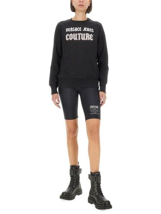 Versace Jeans Couture Logo-Embroidered Cotton Sweatshirt - Black