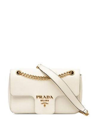 Prada 2010-2025 Saffiano Pattina Chain crossbody bag - Bianco