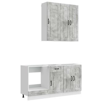 vidaXL Unidad De Cocina Kalmar 5 Uds. Gris Hormig&oacute;n Vidaxl